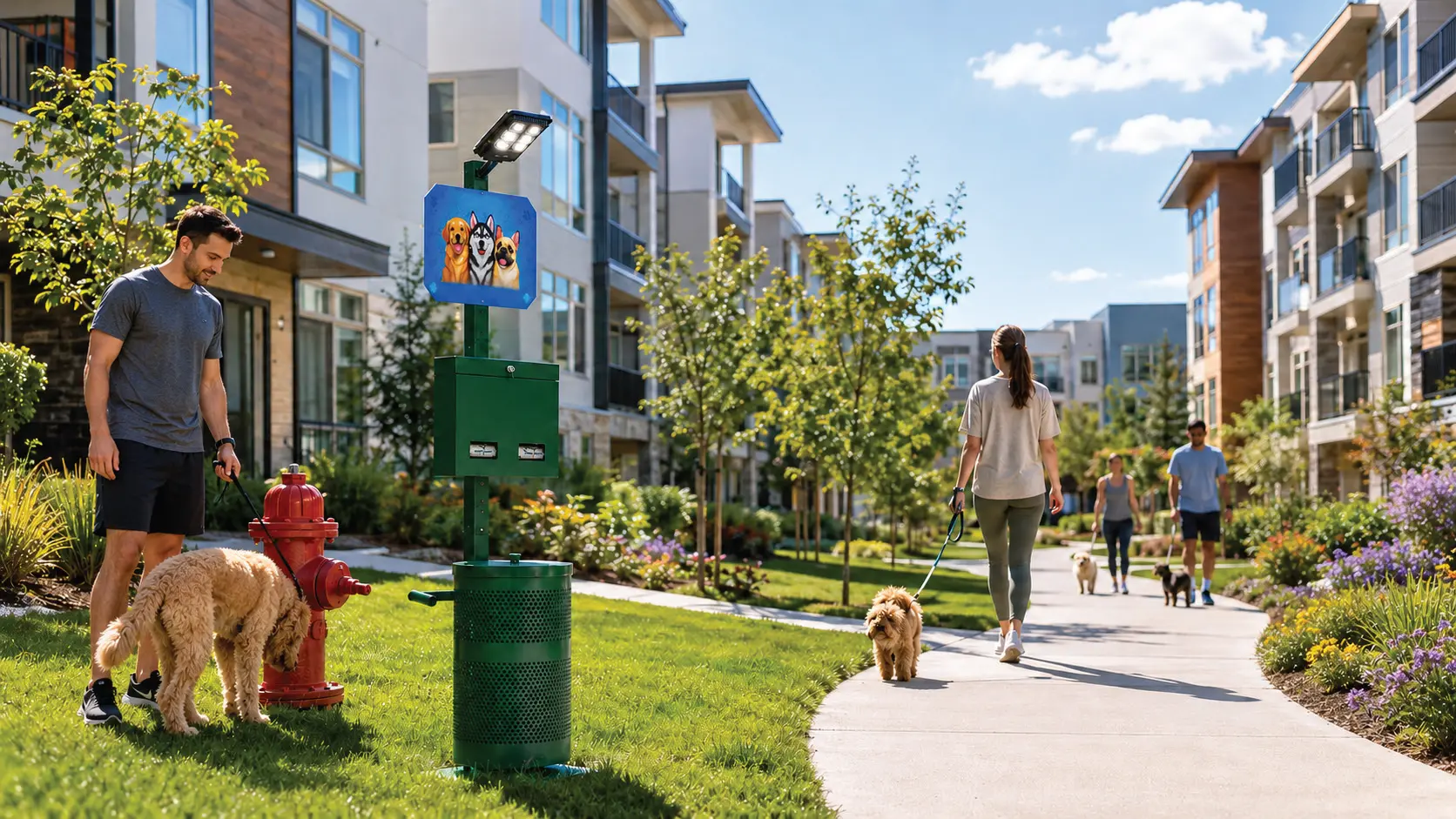 Modern commercial pet waste station